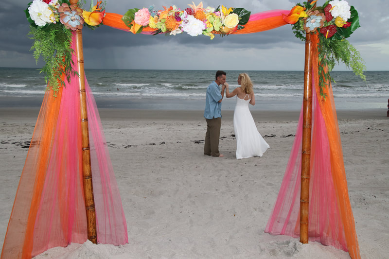 beach wedding decorations, cocoa beach weddings, elope cocoa beach, cocoa beach florist, surfside wedding chapel, cocoa beach officiant, Florida beach weddings, 